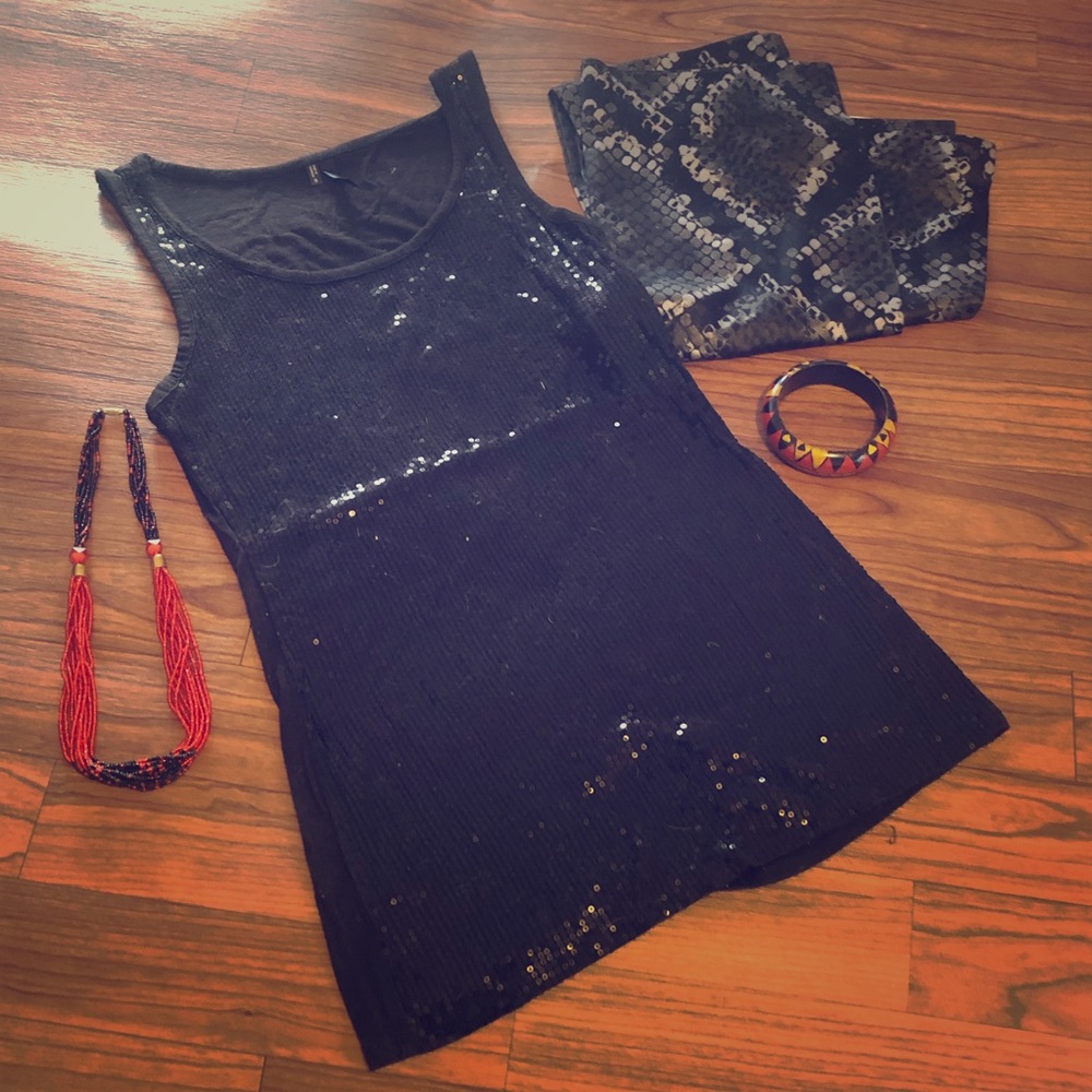 Flashy Black Sequin Tank